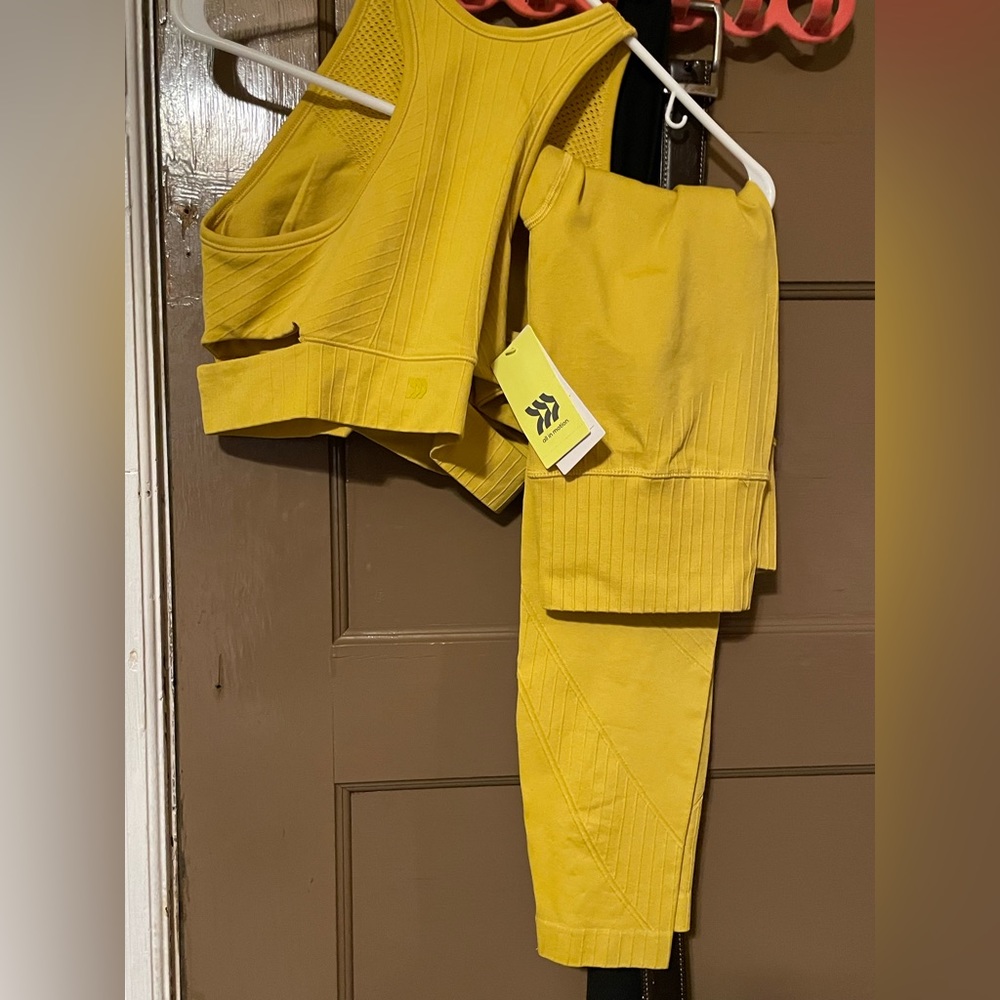 Exercising cloth set pant and sport shirt yellow new from target